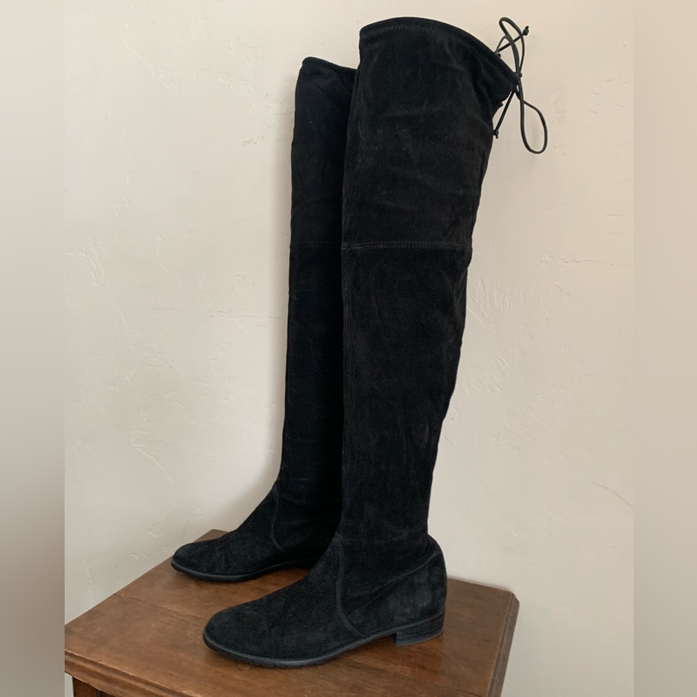 Stuart Weitzman Lowland Stretch Over The Knee Boots Black Suede sz 7.5 - Picture 3 of 10